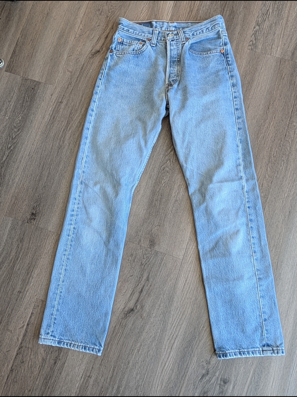 Vintage 2000 Y2K Levi's 501 Button Fly Light Blue Faded Wash Straight Leg Jeans